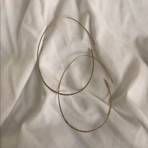 Anthropologie Gold Threaded Hoops